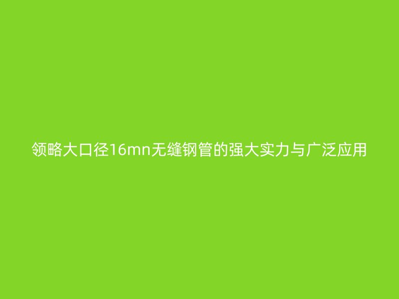 領(lǐng)略大口徑16mn無縫鋼管的強(qiáng)大實(shí)力與廣泛應(yīng)用