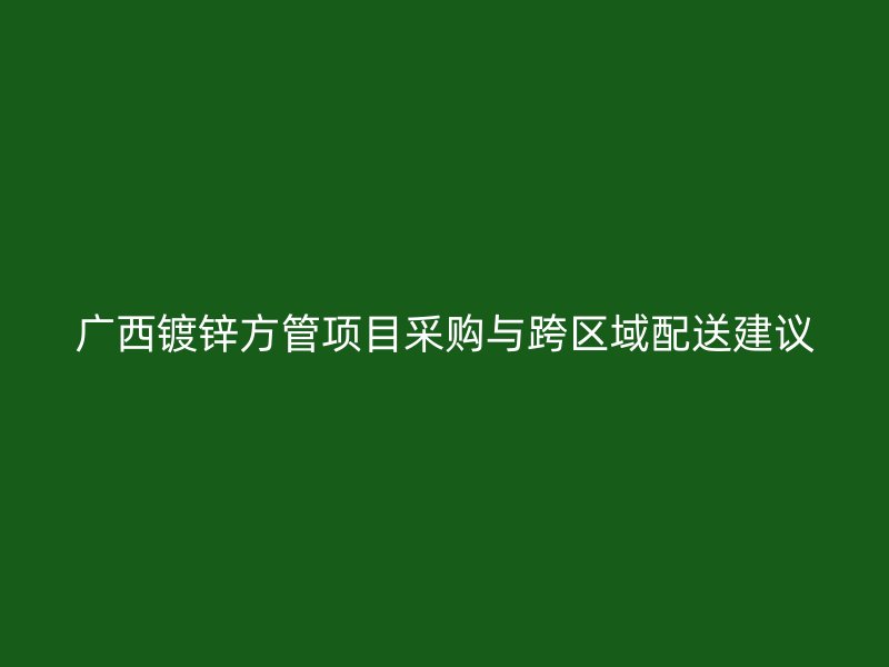 廣西鍍鋅方管項(xiàng)目采購(gòu)與跨區(qū)域配送建議