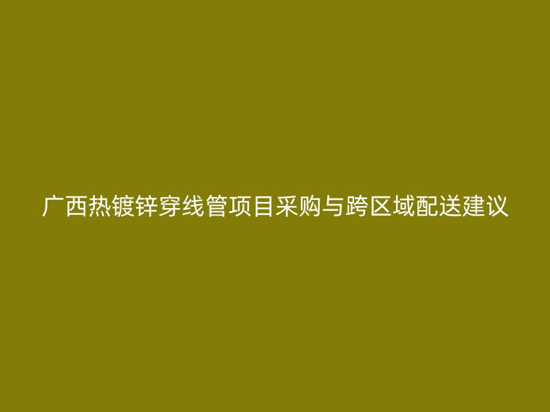 廣西熱鍍鋅穿線管項(xiàng)目采購(gòu)與跨區(qū)域配送建議