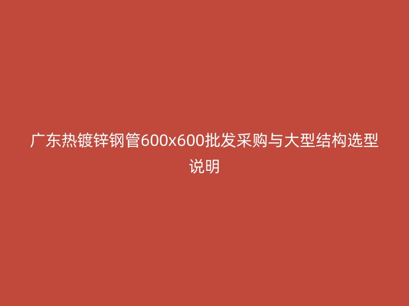 廣東熱鍍鋅鋼管600x600批發(fā)采購(gòu)與大型結(jié)構(gòu)選型說(shuō)明